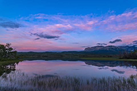 Framed Twilight at Maskinonge Lake in Waterton Lakes National Park Print