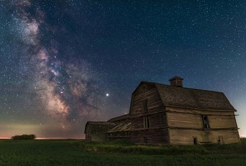 Framed Galactic Centre Area of the Milky Way Behind An Old Barn Print