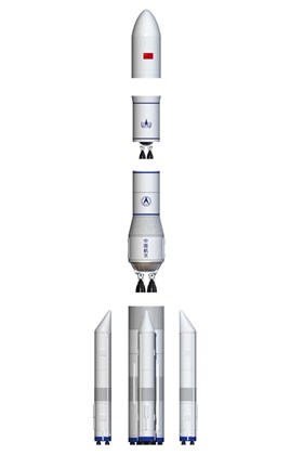 Framed Future Chinese Rocket, Long March 9, Side View - Exploded View Print