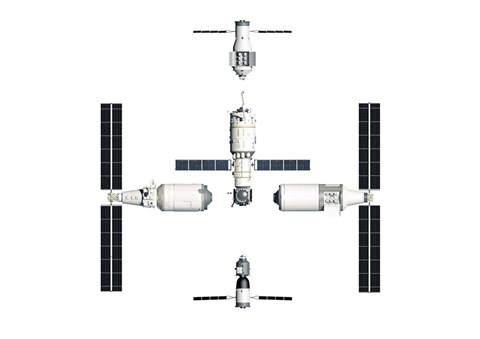 Framed Chinese Space Station Tiangong 2022, Exploded View Print