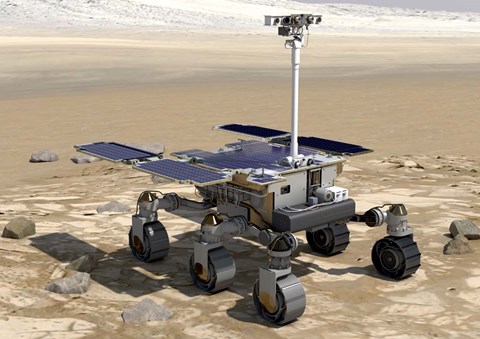 Framed Artist&#39;s Concept of the Rosalind Franklin Exomars Rover On a Mars Landscape Print