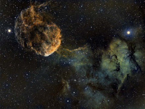 Framed Jellyfish Nebula, a Supernova Remnant in Gemini Print