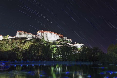 Framed Star Trails Above the Potala Palace, a World Heritage Site in Tibet, China Print