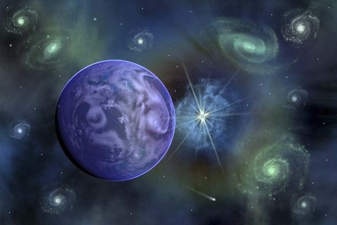 Framed Alien Exoplanet Orbiting Its Distant Sun 3 Print