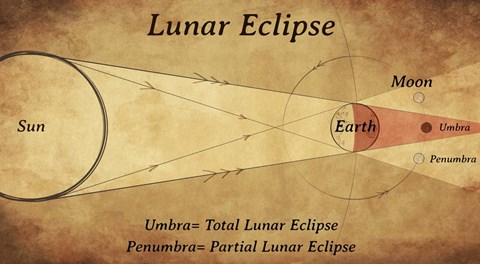 Framed Diagram of a Lunar Eclipse Print