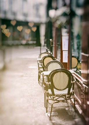 Framed Cafe Chairs on Quiet Village Street Print