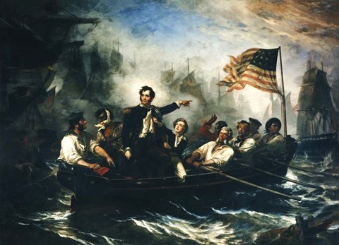 Framed Oliver Hazard Perry and Crew during The Battle of Lake Erie Print