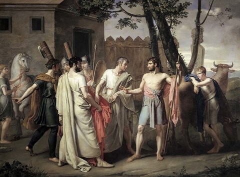 Framed Cincinnatus leaving the Plough to go dictate laws to Rome Print