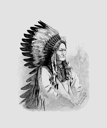 Framed Native Indian Chief, Sitting Bull Print