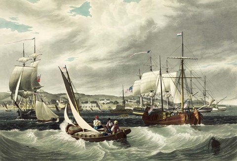 Framed Ships and Boats Offshore of the New York quarantine station Swinburne Island Print