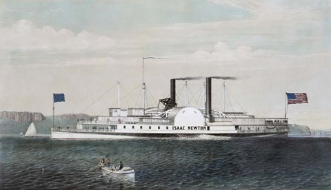 Framed Steamboat Isaac Newton passing the Palisades on the Hudson River, circa 1855 Print