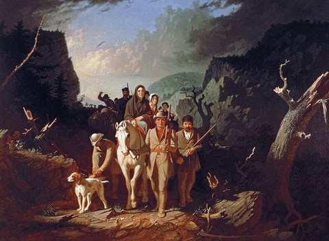 Framed Daniel Boone escorting settlers through the Cumberland Gap Print