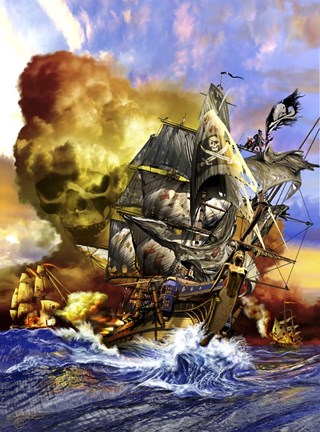 Framed Whydah Gally Pirate Ship Print