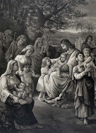 Framed Jesus blessing the Children Print