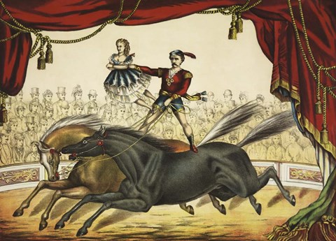 Framed Two Horse Act, circa 1874 Print