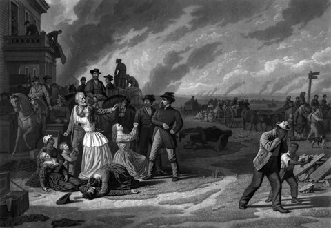 Framed Brigadier General Thomas Ewing of the Union Army evicts Missouri settlers, 1863 Print