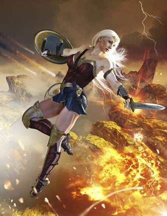 Framed Wonder Woman, Blond Hair Print