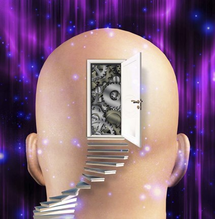 Framed Doorway Opens to Gears in Mind Print