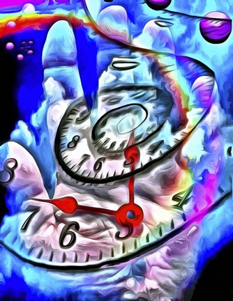Framed Time Spiral and Human Hand Print