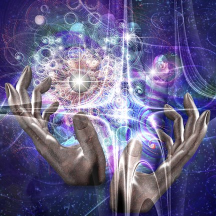 Framed Hands Manipulate Atomic Or Other Properties of Universe Print