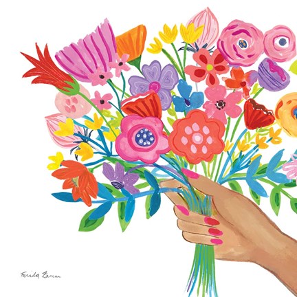 Framed Bunch of Flowers Print
