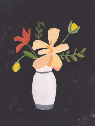 Framed Floral on Black II Print