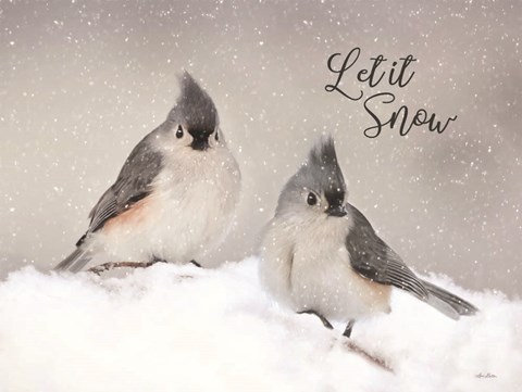 Framed Let It Snow Titmouse Pair Print