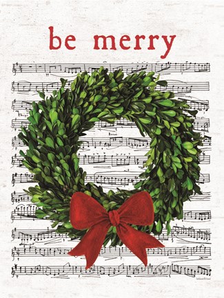 Framed Be Merry Christmas Wreath Print