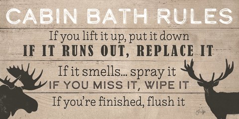 Framed Cabin Bath Rules Print