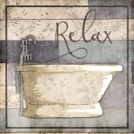 Framed Relaxing Wooden Bath Print