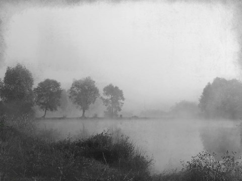 Framed Misty Lake Day Print