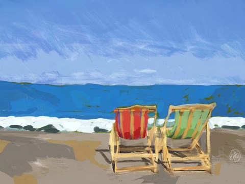 Framed Beach Chairs Print