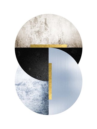 Framed Blue Beige Black Geo Print