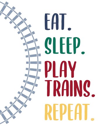 Framed Eat Sleep Trains 2 Print