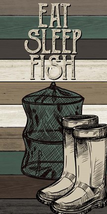 Framed Fishing Panel 3 Print