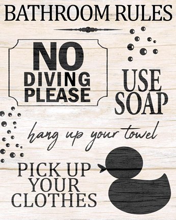 Framed Bath Rules 1 Print