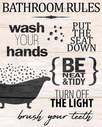 Framed Bath Rules 2 Print