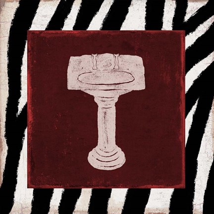 Framed Crimson Safari Bath 1 Print