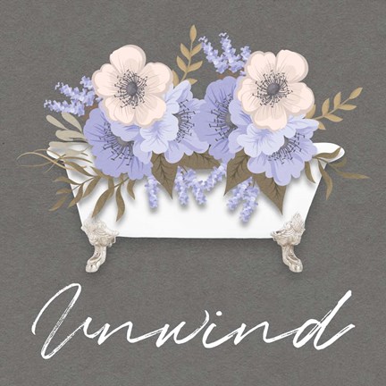 Framed Unwind Floral Bath 2 Print