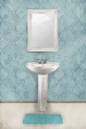 Framed Vintage Teal Sink Print