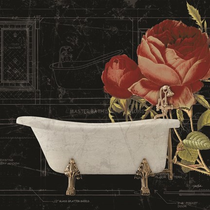 Framed Rose Bath 2 Print