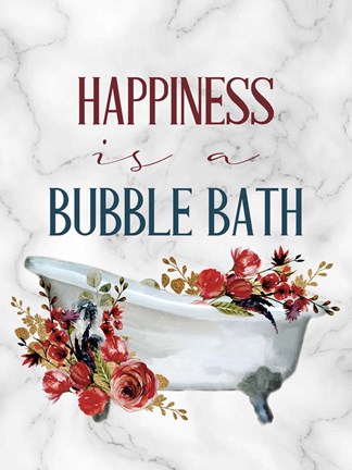 Framed Happiness is a Bubble Bath Tub Print