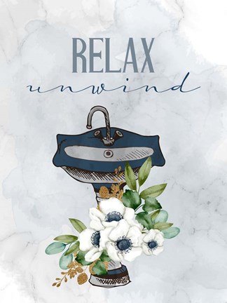 Framed Relax Unwind Sink Print