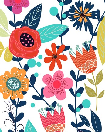 Framed Colorful Floral 1 Print