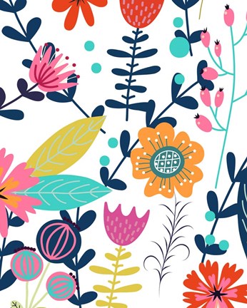 Framed Colorful Floral 2 Print