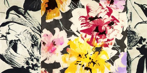 Framed Neon Flowers II Print