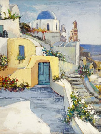 Framed Sole su Santorini Print