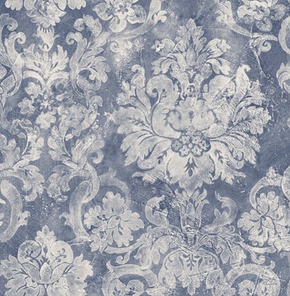 Framed Blue Damask Print