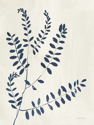 Framed Simple Nature I Indigo Cream Print