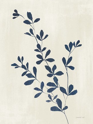 Framed Simple Nature II Indigo Cream Print